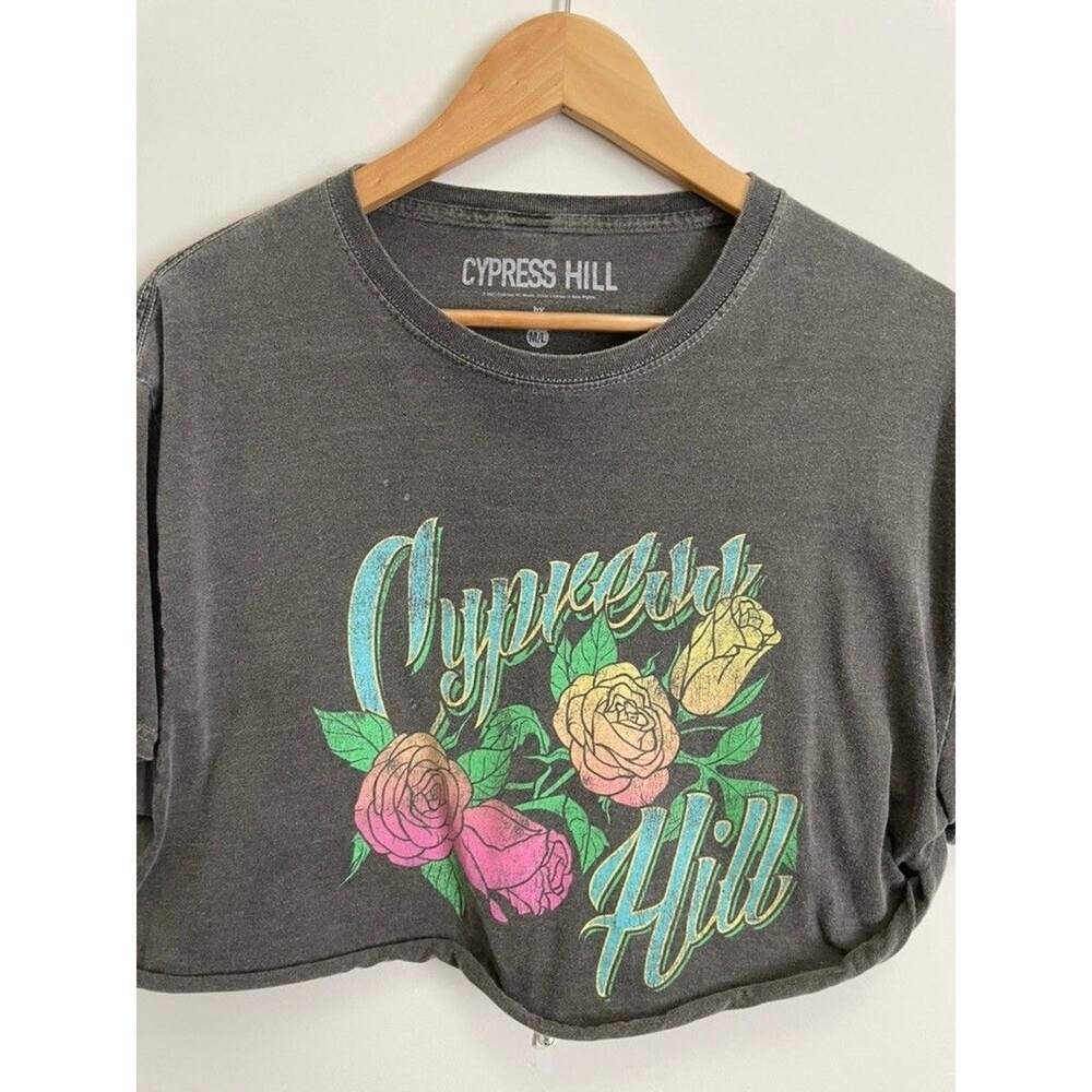 Cypress Hill Crop Top  Distressed Gray Shirt Sz M/L womens GREAT